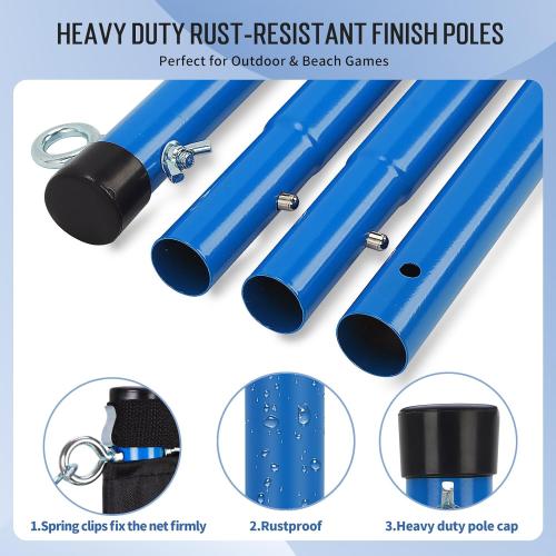 Outdoor Volleyball & Badminton Combo Net Set for Backyard, Beach with 2 Nets, Adjustable Poles, 4 Aluminum Rackets, PU Volleyball, Portable Carry Bag