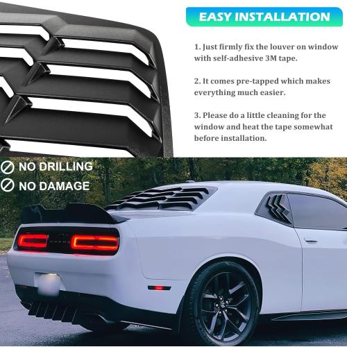 Bonbo Rear Window Louver Fits for Dodge Challenger 2008-2022 2023 in GT Lambo Style Custom Fit Windshield Sun Shade Cover ABS (Matte Black)