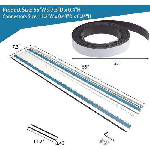 110 Track Saw Guide Rail Joining Set for Makita or Festool Includes 2x55 Extruded Rails, Connectors and Anti Slip Rubber Strips