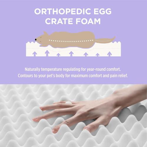 Size XL - WHITE - Lesure Outdoor Waterproof Dog Bed for Extra Large Dogs, Orthopedic Egg Crate Foam Pet Bed with Oxford Fabric Surface and Removable and Durable Cover, Machine Washable, 44''x32'',