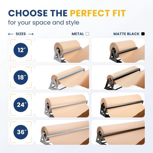 DIY Crew 36 Inch Paper Roll Dispenser and Cutter - Heavy-Duty Wall Mountable, Non Slip Tabletop - Kraft, Freezer, Butcher Paper - Up to 1000ft Rolls