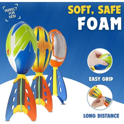 Liberty Imports 3 Pack Whistling Foam Footballs with Tail – Pocket Missile Rocket Football Toy Set for Kids – Aero Howling Sports Flyers for Outdoor Games, Backyard Play, Beach