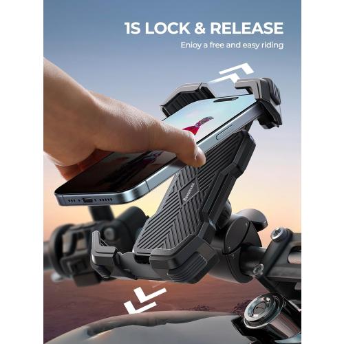 Motorcycle Phone Mount Holder, [Ultra-Stable][7 inch Phone Friendly] Bike Holder Handlebar Cell Clamp Harley Accessories for iPhone 16 15 14, 4-7 Smartphones