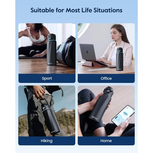 BOOST Smart Water Bottle with Reminder & Tracker, Double Wall Vacuum Insulated Bottles Stainless Steel, 32oz BPA-Free Wide Mouth for School, Gym, Office, Ideal for Mother's Day