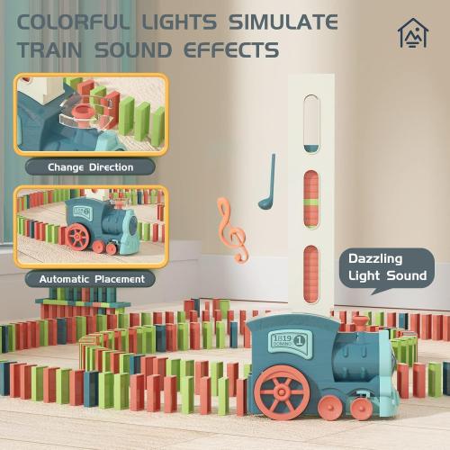 Kids Games Domino Train Toys: 180PCS Automatic Stacking Creative Game 3  Year Old - Stem Montessori Toy for Boys 4-6 - Summer Autistic Christmas Birthday Gifts 5 6 Toddler Girls Ages 4-8