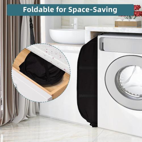 2 Pcs Collapsible Laundry Baskets, Tear Proof Pop Up Laundry Hamper with Dual Handles, Durable Foldable Laundry Basket, Easy to Carry Laundry Hamper for Home, Laundry Room, Bedroom, Dorm, Travel Black