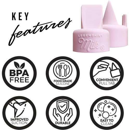 Legendairy Milk Duckbill Valves with Pull Tab - Compatible with Spectra S1 S2 9 Plus, Medela, Motif, Baby Buddha & Zomee - Duckbill Valve Replacement Pump Parts, BPA Free Silicone, 6 Pack