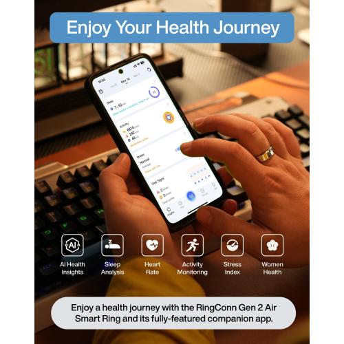 RingConn Smart Health Monitoring Ring - Pale Gold - size 10 - used see the pictures - missing USBC cable