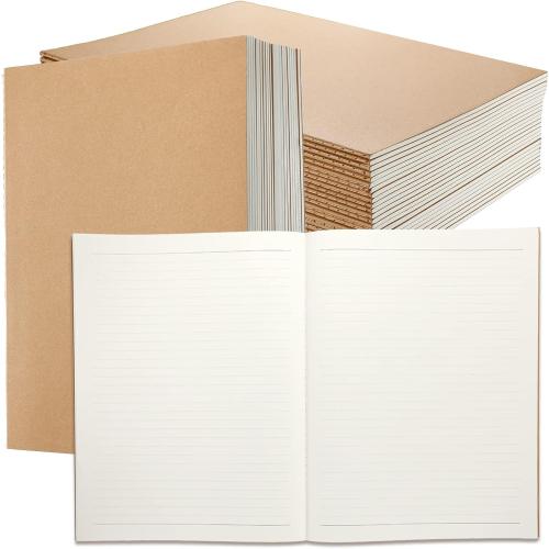 24 Pack Large Kraft Notebooks Bulk, 8.5 x 11 Inch | College Ruled A4, Subject, Diary, Journals, Notebooks, Office Notes Writing Supplies, 60 Pages