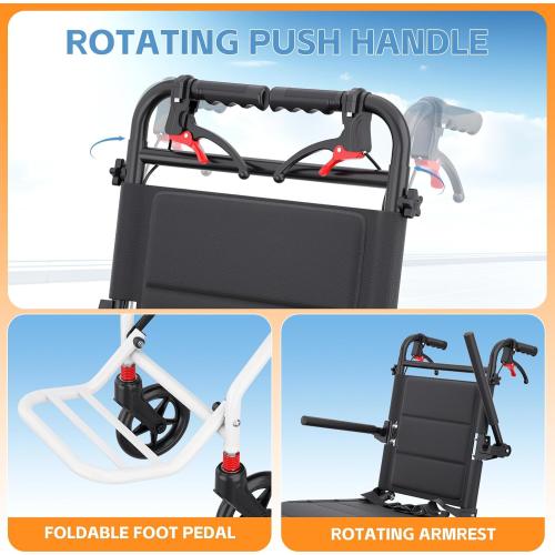 Super Lightweight Transport Wheelchair. Easy to Travel, Locking Hand Brakes, User-Friendly, Folding, Portable. for Adults or Child (up to 220lbs) …