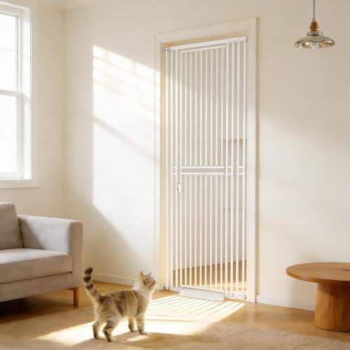 78.74 Extra Tall Cat Gate for Doorway, Wide Adjustable 27.56-32.28 No Drilling Pet Proof Safety Door Gate, Pressure Mount Full Dog Barrier for Stairs Kitchen House-White