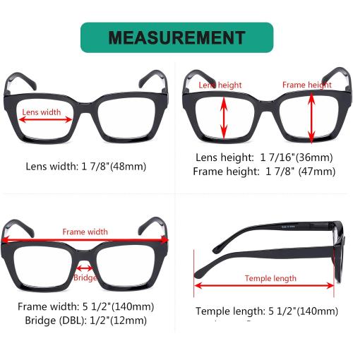 4 Pack Eyekepper 4 Pack Ladies Reading Glasses - Oversized Square Design Readers for Women