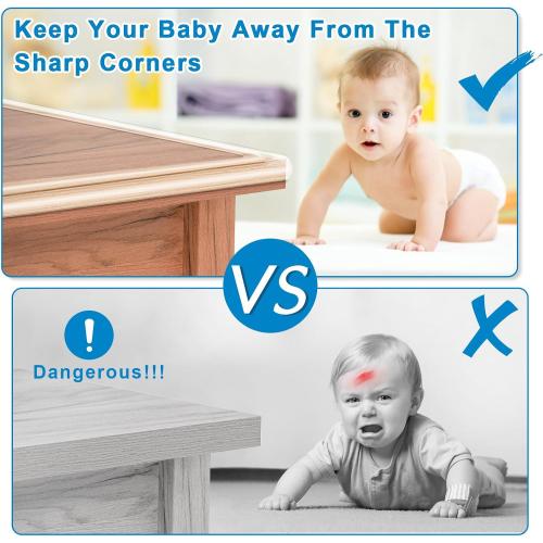 Baby Proofing, 0.6in Edge Protector Strip Clear, Thickened Silicone Soft Corner Protectors with Upgraded Pre-Taped Strong Adhesive, 6.6ft Edge Protectors for Sharp Corners of Cabinets, Tables, Drawers