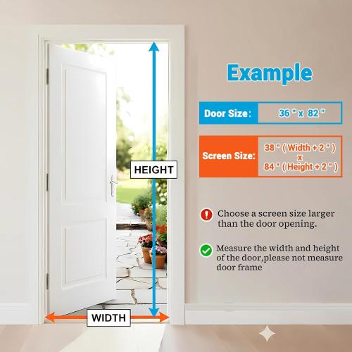 High-Density Magnetic Screen Door Mesh for Home and Patio, Tear Resistant Backdoor Screen Net with Magnetic Closure