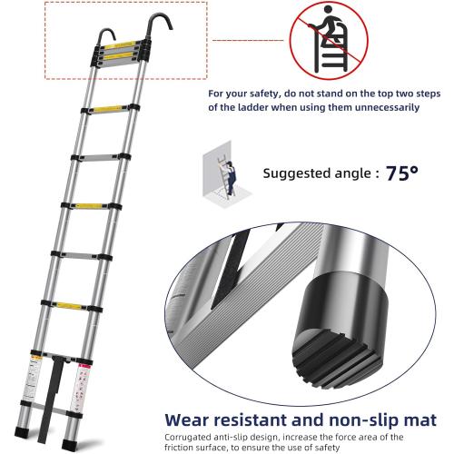 ZenAscend 10.5ft Telescoping Ladder, Multi-Purpose Collapsible Ladder with Hook, Aluminum Extension Ladders for Home, Folding Telescoping Ladder for RV, Attic, Daily Use at Home, 330 lbs…