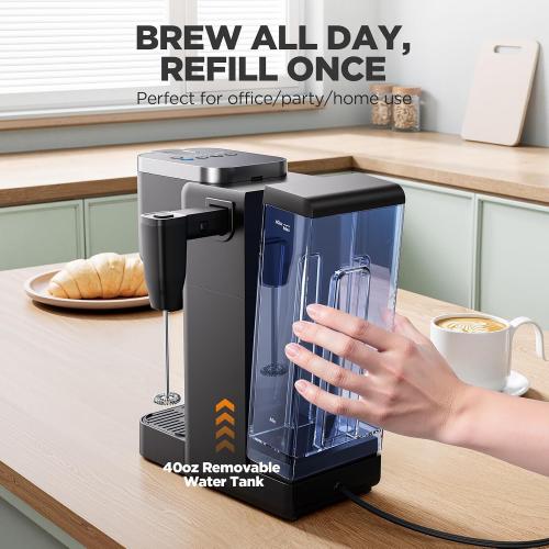 Tastyle Single Serve Coffee Maker with Built-in Detachable Milk Frother