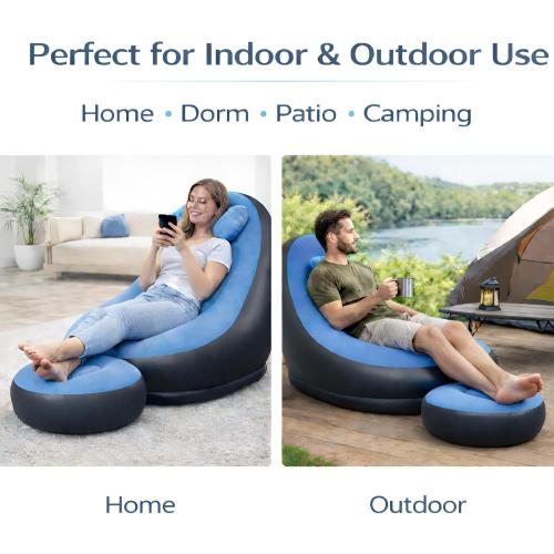 Inflatable Lounge Chair for Indoor and Outdoor Use Couch for Camping Blow up Chairs Gaming Chair Ergonomic Bean Bag Chairs for Comfort Flocked Surface inflatables Inflatable Couch Outdoor