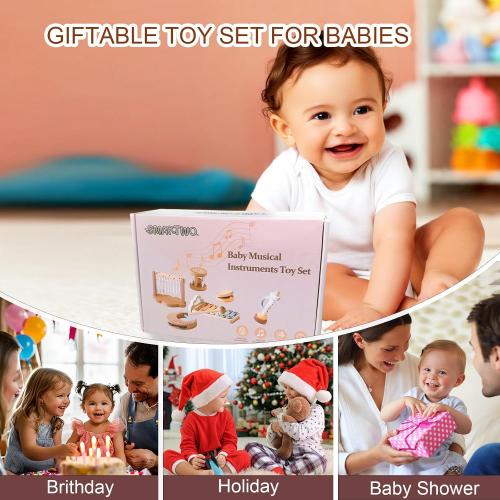 Baby Montessori Musical Instruments,Wooden Percussion Xylophone Musical Toys for Toddlers,Sensory Toys for 18  Month Old,Kids Preschool Educational,Birthday Gift for Ages 2 3