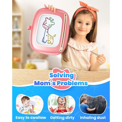 Magnetic Drawing Board, Toddler Girl Toys for 1-3 Year Old, Doodle Board Learning and Educational Kids Toys for 1 2 3 Year Old Baby Birthday GIF- Pink
