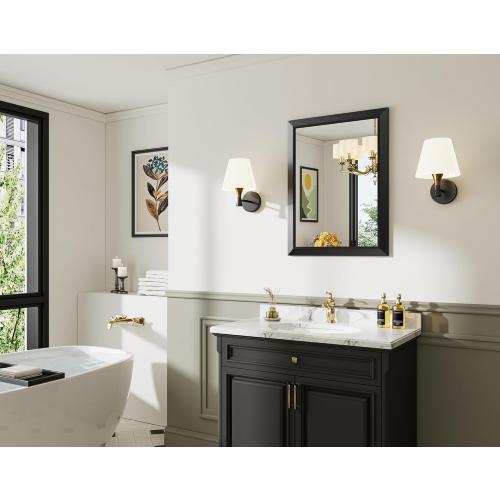 Size 22x30 Inch Color Black Bathroom Mirror for Wall, Thick Metal Framed Rectangle Mirrors for Over Sink, Bedroom, Living Room, Entryway, Anti-Rust, HD Tempered Glass