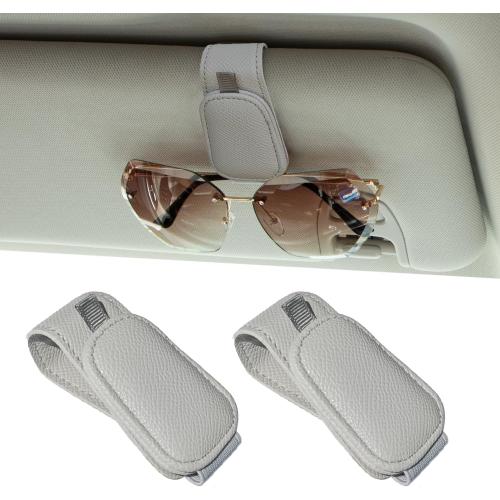 Yuoyar 2 Packs Magnetic Sunglass Holder for Car Visor (Grey)