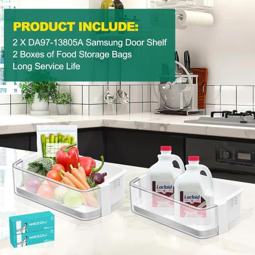 [2 PACK] Upgraded DA97-13805A Refrigerator Door Bin Shelf Replacement, Compatible with Samsung Refrigerator Right Door Shelf Part RF23HSESBSR RF24FSEDBSR RF28HMEDBBC AP5798292 PS8762447 Right Door Bin