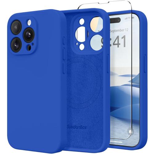 Magnetic for iPhone 13 Pro Max Case, Compatible with MagSafe, [Full Camera Protection][Screen Protector] Silicone Shockproof Protective Phone Case for iPhone 13 Pro Max 6.7, Klein Blue