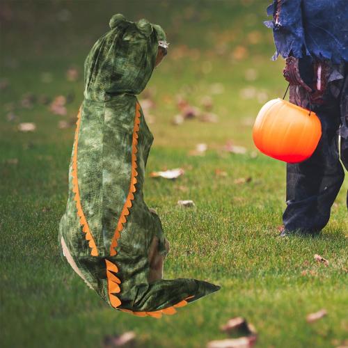 Size XL Color Green Large Dog Costume Halloween Dog Crocodile Costume Pets Winter Warm Coat Jumpsuits (XL, Green)