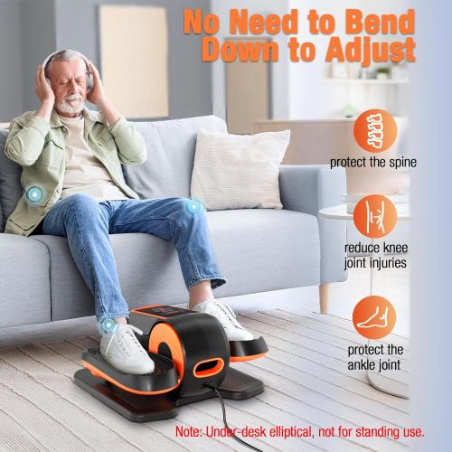 Under Desk Elliptical Exercise Machine, Ellipse Leg Exerciser as Seen on TV with Remote, 15 Adjustable Speed, Portable Leg Exerciser While Sitting for Seniors, Quiet Elliptical Machine for Home Office