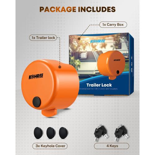 Kohree Trailer Coupler Lock for 2-5/16, 2, Anti Theft Tongue Lock