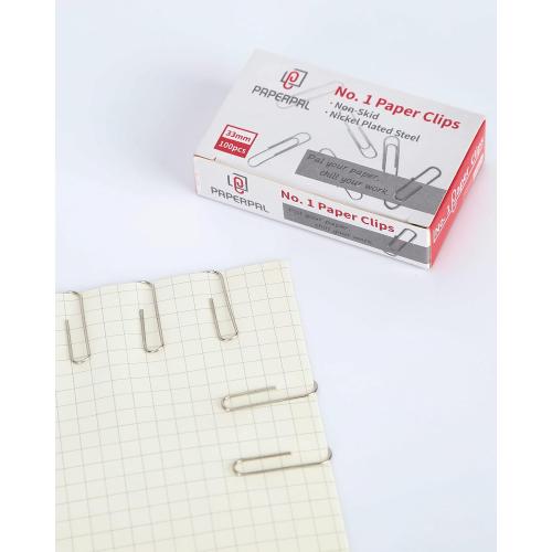 PAPERPAL Paperclips for Office School & Personal Use, #1 Nonskid Paper Clip (1-2/7), 600 Medium Paper Clips (6 Boxes of 100 Each), Silver