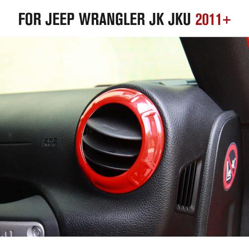 JeCar 4PCS Center Console Dash Air Conditioner Vent Cover Trim Interior Accessories Compatible with Jeep Wrangler JK JKU 2011-2018 (Red)