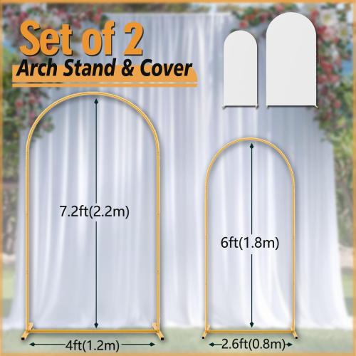 Arch Backdrop Stand and Cover Set (7.2ft,6ft) Birthday Party Wedding Ceremony Bridal Baby Shower Event Decor Gender Reveal (White, 7.2Ft 6Ft)