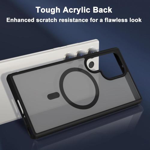 for Samsung Galaxy S23 Ultra Case [Compatible with MagSafe] Slim Translucent Hard Matte Back Phone Case Skin-Friendly Touch Shockproof Protective Cover for Samsung S23 Ultra 6.8, Black