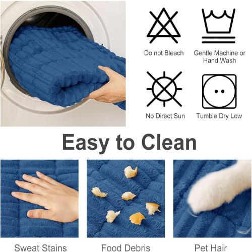 hyha Couch Covers for Dogs Washable, Non Slip Plush Dog Sofa Protectors, Fuzzy Pet Couch Covers for 3 Cushion Sofa Pet Friendly (Navy Blue, 27.6 x 59) NEEDS CLEANING