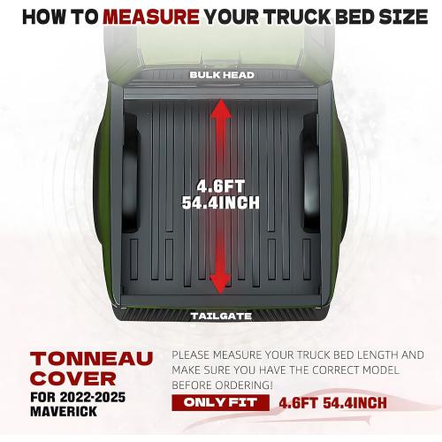 Hard Tri Fold Truck Bed Tonneau Cover for 2022 2023 2024 2025 Ford Maverick 4.6FT(54.4) Bed,No Drilling,All Weather Protection,Anti-Theft Security 2025 Ford Maverick Tonneau Cover