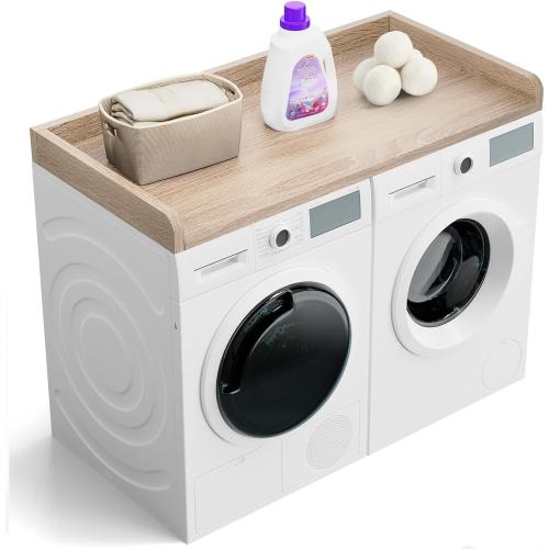 Washer Dryer Countertop, 27.5 Depth x 54 Width, Washer Dryer Wood Top for Laundry Room Organization, Melamine Countertop with Edge Rails