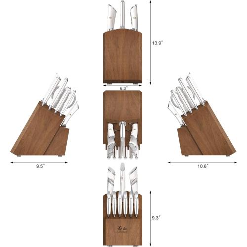 Cangshan ELBERT Series German Steel Forged Knife Block Sets (17-Piece, White)