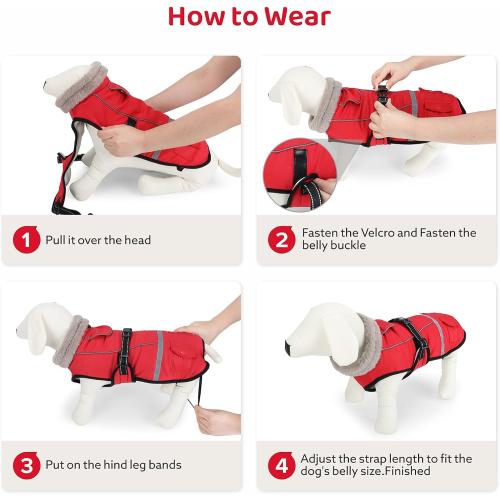 Dog Winter Coat Jacket Waterproof for XL Large Dogs, Reflective Pet Vest Warm Fleece Cozy for Cold Weather, Dogs Snowsuit Windproof, Adjustable Buckle