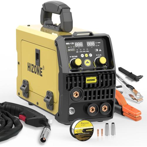 HIZONE 135A MIG Welder, 3 in 1 Welder Flux MIG/Lift TIG/Stick Multi-Process Mig Welder, 110V Welding Machine, Flux Core Welder Machine with Welding Gun