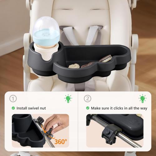 Li & Zhao Universal Stroller Snack Tray Attachment - Universal Snack Tray for Cloud Cup Holder Tray Plastic Accessories for Baby,Toddler(Beige)