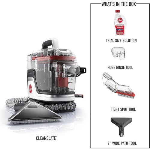 Hoover CleanSlate Plus Portable Carpet   Upholstery Spot Cleaner Machine, Powerful Suction with Versatile Tools, Pet Stain Remover, Car and Auto Detailer, Pair with Hoover Carpet Cleaner Solution