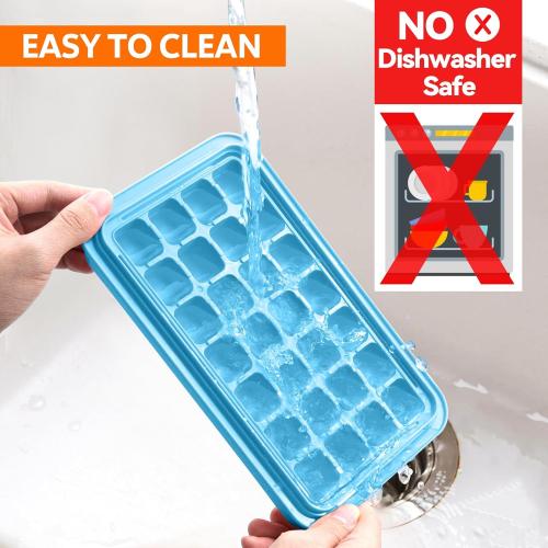 Longzon Ice Cube Tray with Lid and Bin, 56 Pcs Ice Cube Trays for Freezer, Ice Cube Mold, Ice Molds Spill-Resistant Removable Lid & Ice Scoop, Ice Mold for Whiskey Cocktail, Tea, Coffee -Blue