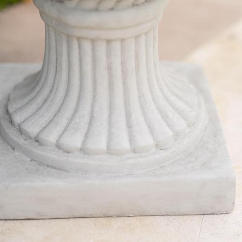 Large Urn Planter Outdoor – Antique White Italian Garden Urn Flower Pot, Magnesium Oxide Pedestal Planters for Outdoor Plants, COLORING MAY VARY