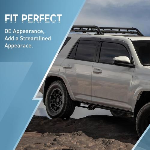 Rain Guards Fit for Toyota 4Runner 2010-2024, Durable Tape-on Window Deflectors, Wind Deflector Sun Guard, 2010-2024 4Runner Rain Guard, Black 4 pcs