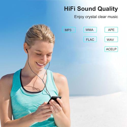 MP3 Player with Bluetooth 5.0, 1.8 inch Screen Portable Music Player with HD Speaker, HiFi Music Supports FM Radio, Voice Recorder, Supports Expanded Up to 128GB(Black, 32GB)