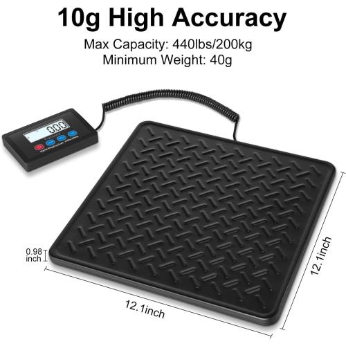 Fuzion Shipping Scale, 440LB x 10g High Accuracy Digital Postal Scale, Durable Alloy Steel Platform, Heavy Duty Scale for Packages, Postage, Luggage, Battery and AC Adapter Powered