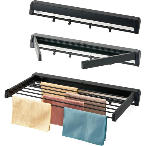 Color Black Wall Mounted Drying Rack, Aluminum Collapsible, 88 lbs Capacity, Foldable Laundry Rack for Drying Clothes