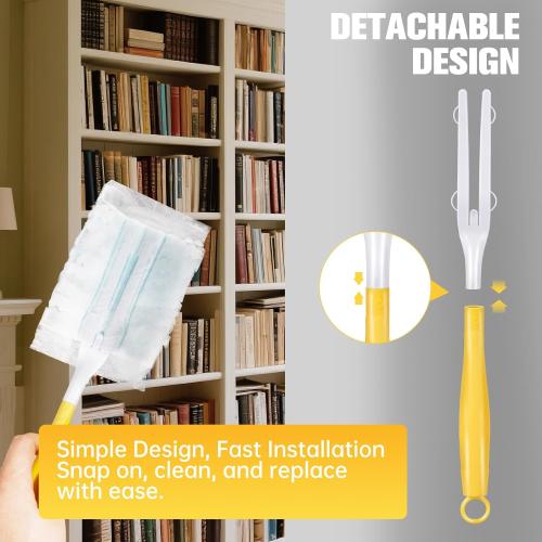 4PCS Replacement Dust Handles Stick Only Compatible with Swiffer Duster Handle Extendable Duster Mop Wand for Cleaning Car Blinds Furniture Electronics(4, Yellow & White)