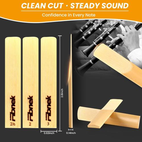 Bb Clarinet Reeds – 10-Pack Practice Reeds for Beginners & Students – Strength 2.0/2.5/3.0 (Strength 2.0)